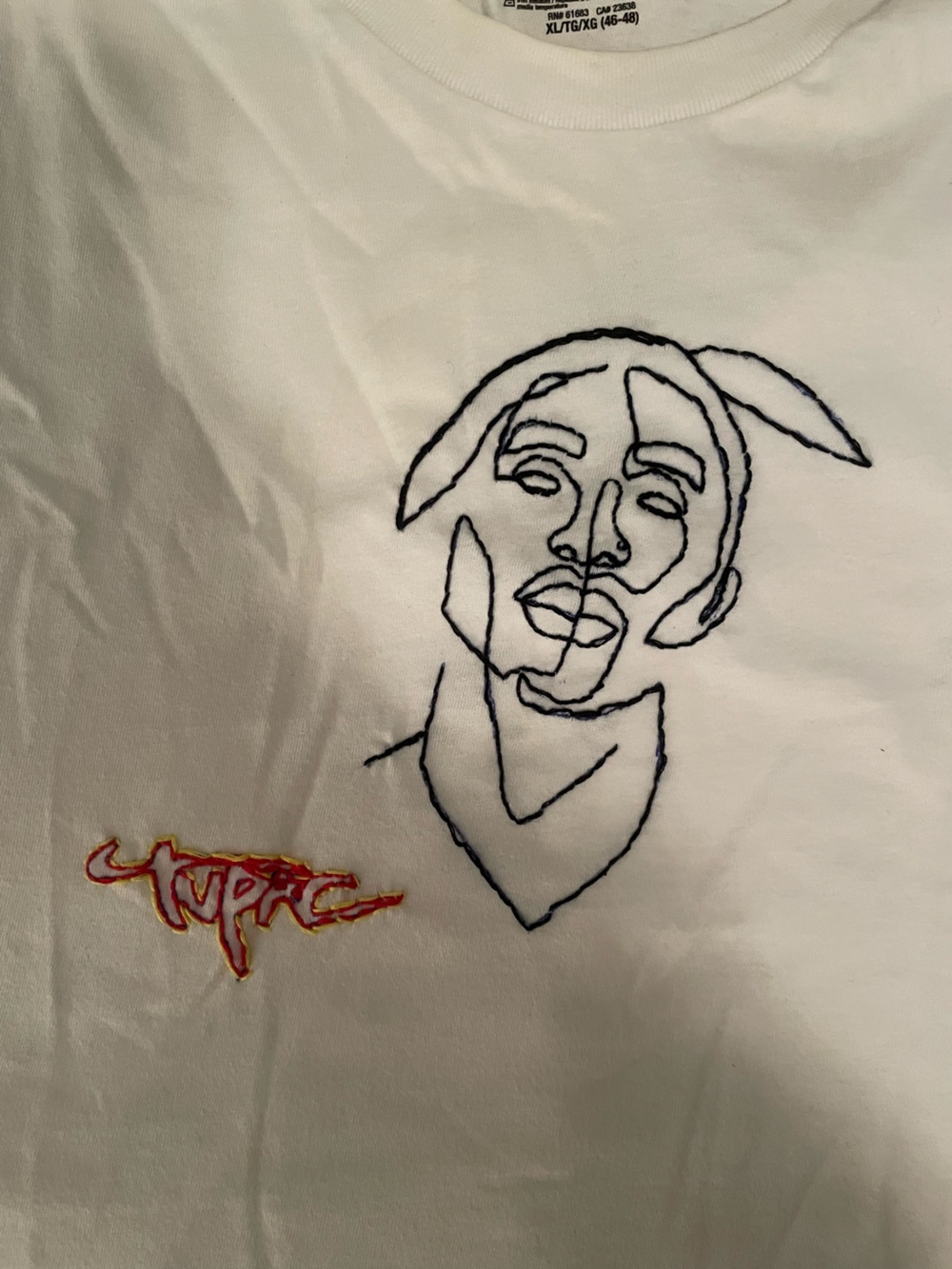 Hand-Embroidered Abstract Tupac Graphic Shirt